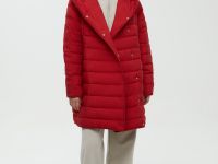 Утепленное полупальто с капюшоном