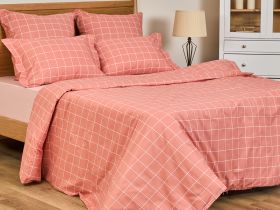 Постельное белье полукомплект Quadretti, кораллово-розовое