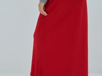 Сатиновая юбка макси, Красный