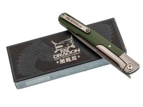 Складной нож Fat Dragon Attendants, сталь дамаск, рукоять G-10/сталь, зеленый