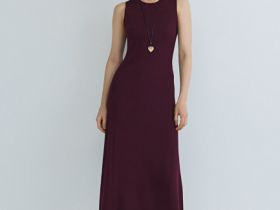 Вязаное платье с расклёшенной юбкой, Фиолетовый