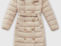 Стеганое утепленное пальто с поясом