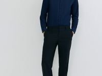 Рубашка из структурной ткани, Синий