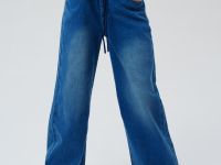 Брюки текстильные джинсовые для девочек