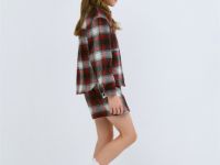 Рубашка в клетку для девочек, Фиолетовый