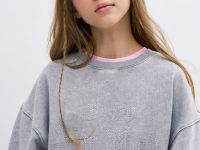 Свитшот со стразами для девочек, Серый