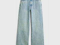 Широкие джинсы со стразами, Голубой