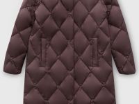 Стеганое пуховое пальто с капюшоном