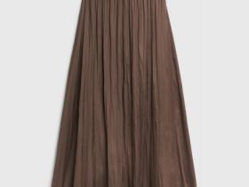 Юбка из ткани с жатым эффектом, Коричневый