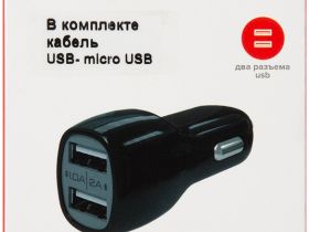 Автомобильное зарядное устройство Red Line AC2-20 с кабелем microUSB Чёрное