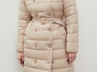 Стеганое утепленное пальто с поясом