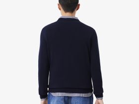 Мужской хлопковой свитер Lacoste с V-образным вырезом