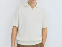 Поло из текстурной ткани, Белый