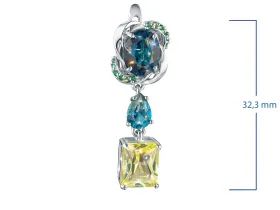 Серьги из серебра с топазами, фианитами и цитринами э0681сг01260380