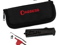 Фронтальный автоматический нож Daggerr Кощей All Black, сталь D2, рукоять алюминий