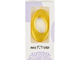 Свеча для торта с держателем MESHU "Цифра 0", 5,2 см, золотая