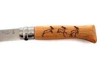 Нож Opinel №8, нержавеющая сталь, рукоять дуб, гравировка олень