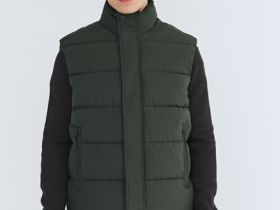 Утеплённый стёганый жилет, Зеленый
