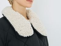 Стёганая куртка с меховым воротником, Черный