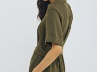 Платье-рубашка с поясом, Зеленый