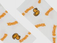 Носки в рубчик с вышивкой, Белый