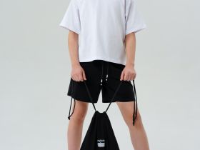 Комплект трикотажный для девочек: фуфайка (футболка), шорты, сумка-мешок