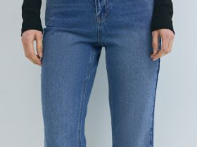 Прямые джинсы с высокой посадкой, Синий