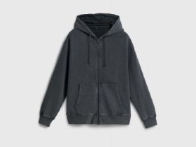 Толстовка на молнии с эффектом стирки, Серый