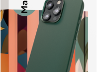 Клип-кейс VLP Ecopelle Case с MagSafe для Apple iPhone 15 Pro Max тёмно-зёленый