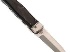 Выкидной многопредметный нож Mikov Predator, сталь 420, рукоять рог буйвола, кожаный чехол