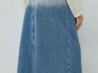 Джинсовая юбка макси с эффектом деграде, Синий