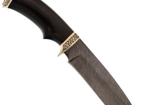 Туристический нож Скиф, дамасская сталь, рукоять граб