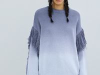 Джемпер с эффектом деграде и бахромой, Синий