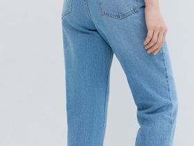 Прямые джинсы со средней посадкой, Голубой