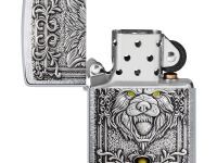 Зажигалка ZIPPO Wolf Emblem с покрытием Brushed Chrome, латунь/сталь, серебристая, 36x13x57 мм