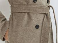 Длинное двубортное пальто с поясом, Бежевый