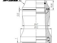 Рулевая колонка FSA Orbit C33E алю NO.44E 1"1/8-1"1/4 интегрированная (черный 15 мм посадочный 42 и 47 мм / внешний 47 и 52 мм)