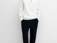 Толстовка с воротником-стойкой на молнии, Белый