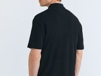 Поло из текстурной хлопковой ткани, Черный
