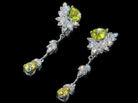 Серьги из серебра с топазами и хризолитами э0681сг04260357