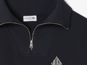 Мужская хлопковая толстовка Lacoste с высоким воротом и застежкой-молнией