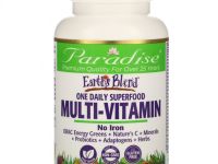 Paradise Herbs, Earth's Blend, ежедневные мультивитамины из суперпродуктов, без железа, 60 вегетарианских капсул