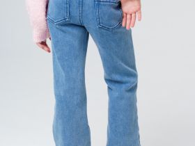 Брюки текстильные джинсовые утепленные флисом для девочек