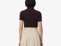 Женское хлопковое облегающее поло Lacoste L.12.D в рубчик