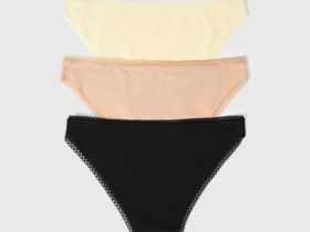 Классические трусы-брифы с кружевом, 3 шт., Желтый