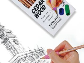 Набор чернографитных карандашей Acmeliae "Cedar" 10 шт, 2B, с держателем-ластиком и точилкой