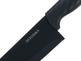 Кухонный нож поварской Okroshka Крутон 19.3 см, нержавеющая сталь, рукоять пластик, черный