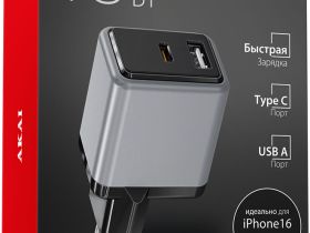 Зарядное устройство Akai CH-6A34 USB / USB-C 2-в-1 Серое