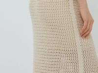 Юбка макси ажурной вязки, Бежевый