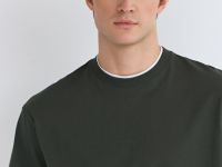 Футболка из плотного хлопка с контрастными деталями, Зеленый